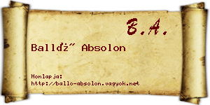 Balló Absolon névjegykártya